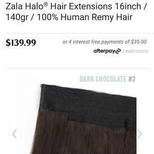 NEW Zala Halo 100% Human Remy Hair Extensions 16 inch Dark Chocolate Brown